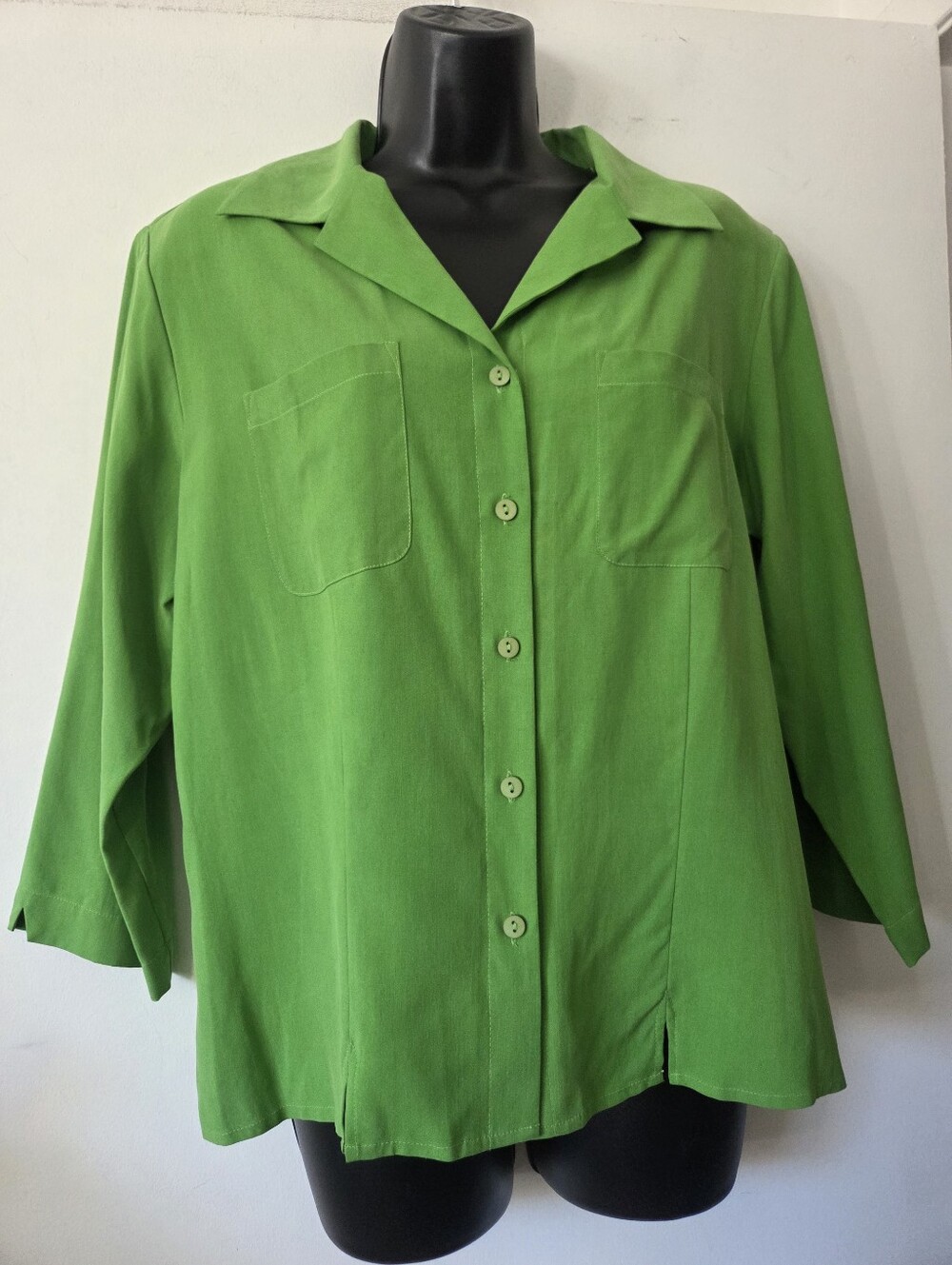 Anne Carson Silk Button-Front Blouse